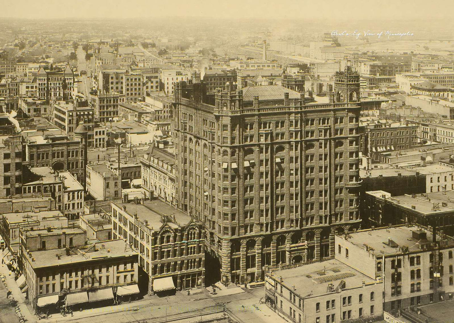 Bird's-Eye View of Minneapolis from Court House Tower in 1906 Vintage Print