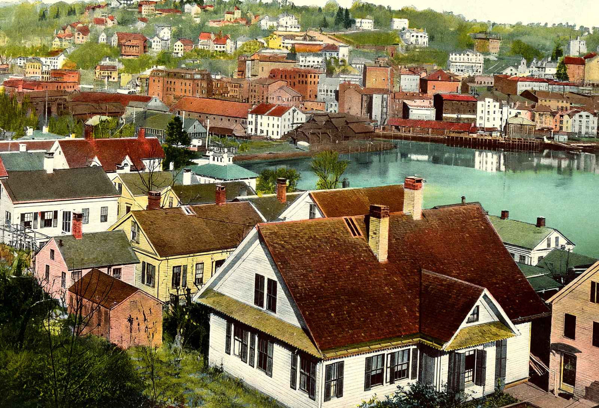Bird's-Eye View Norwich CT in 1908 Vintage Print (7 Sizes) - Retouched