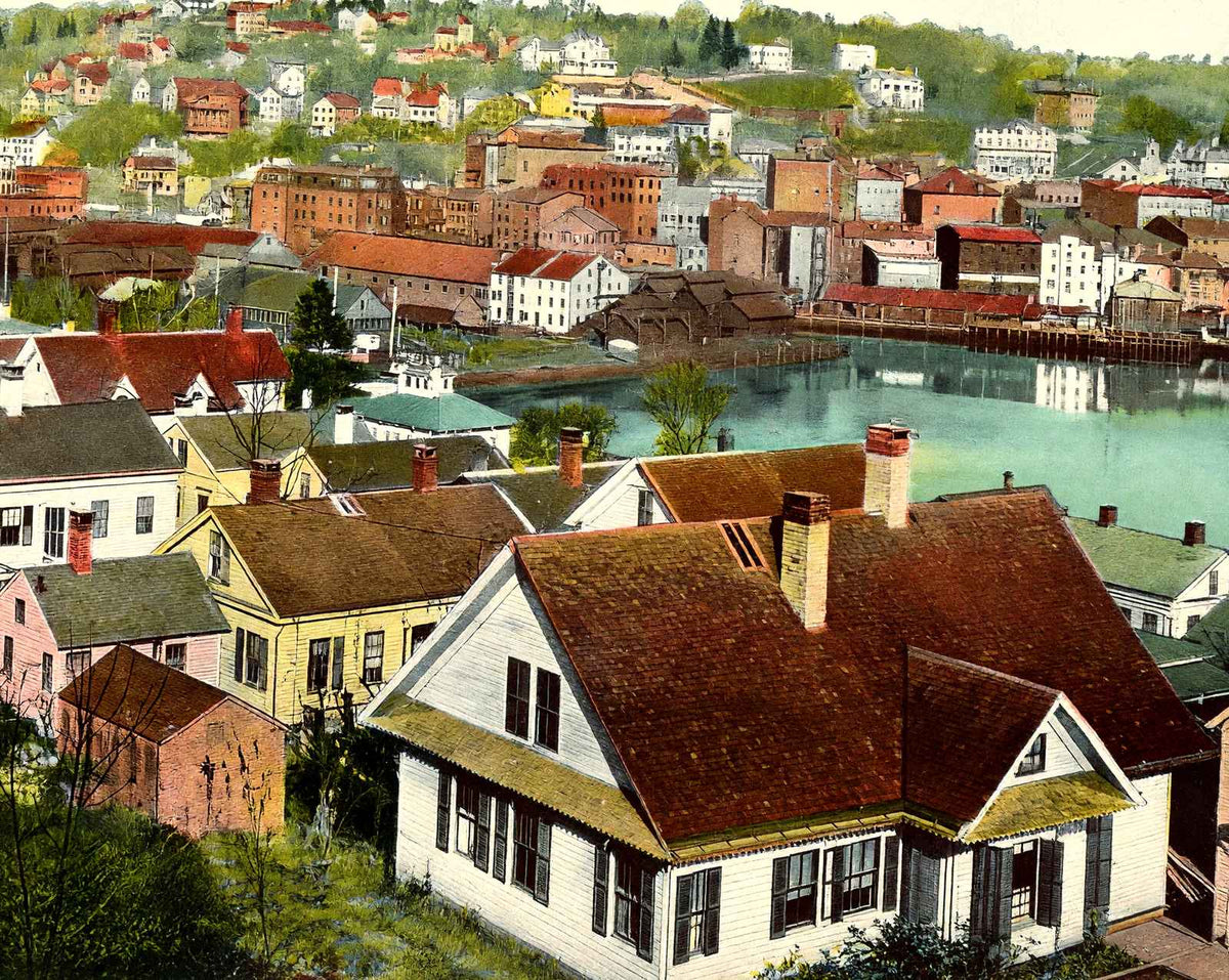 Bird's-Eye View in Norwich in 1908 vintage print