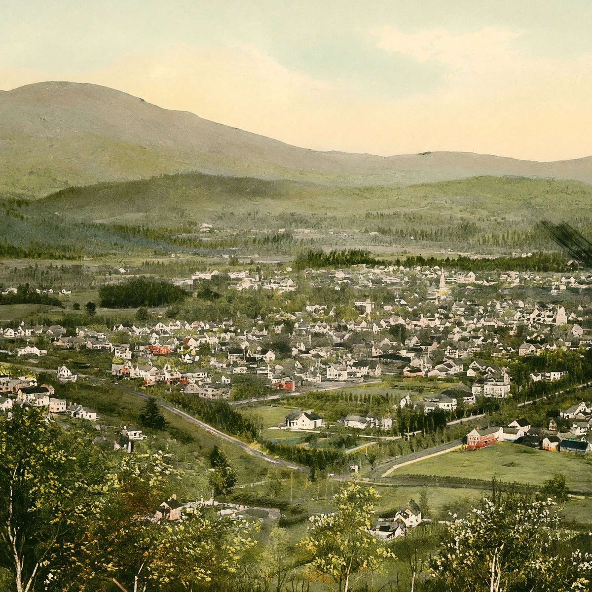 Bird's-Eye View Claremont NH in 1908 Vintage Print (7 Sizes) - Restored