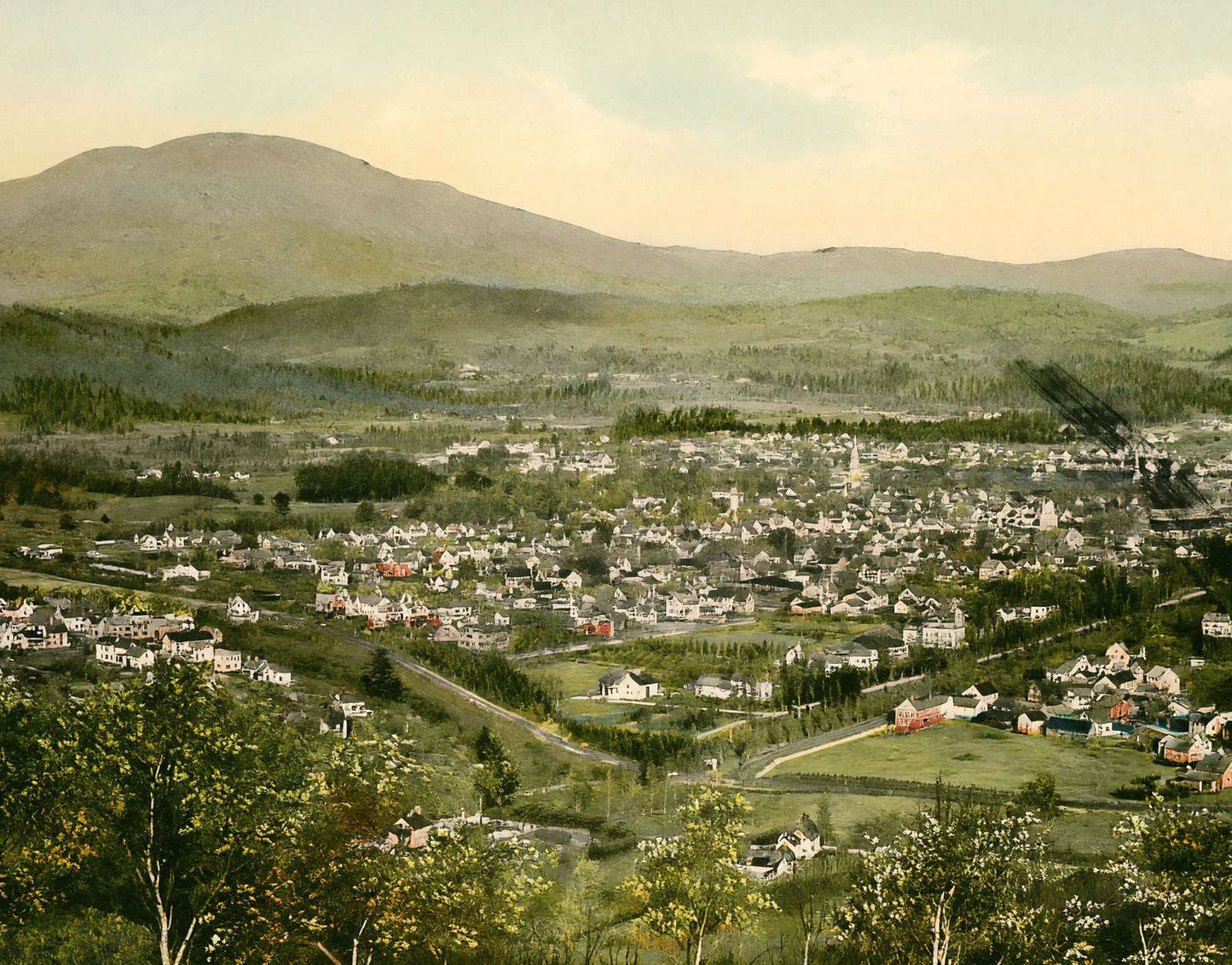 Bird's-Eye View Claremont NH in 1908 Vintage Print (7 Sizes) - Restored