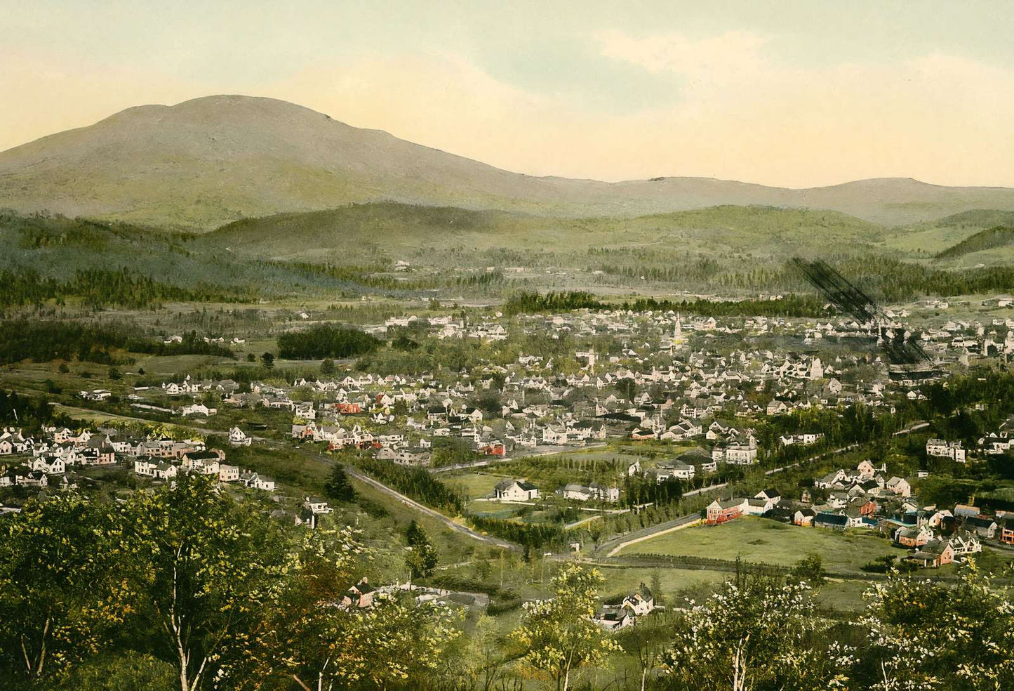 Bird's-Eye View Claremont NH in 1908 Vintage Print (7 Sizes) - Restored