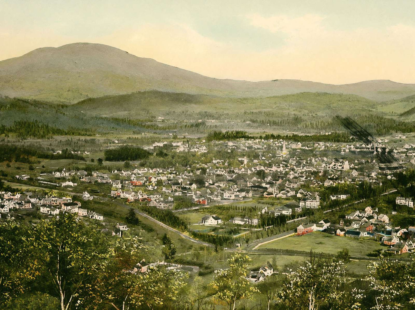 Bird's-Eye View Claremont NH in 1908 Vintage Print (7 Sizes) - Restored