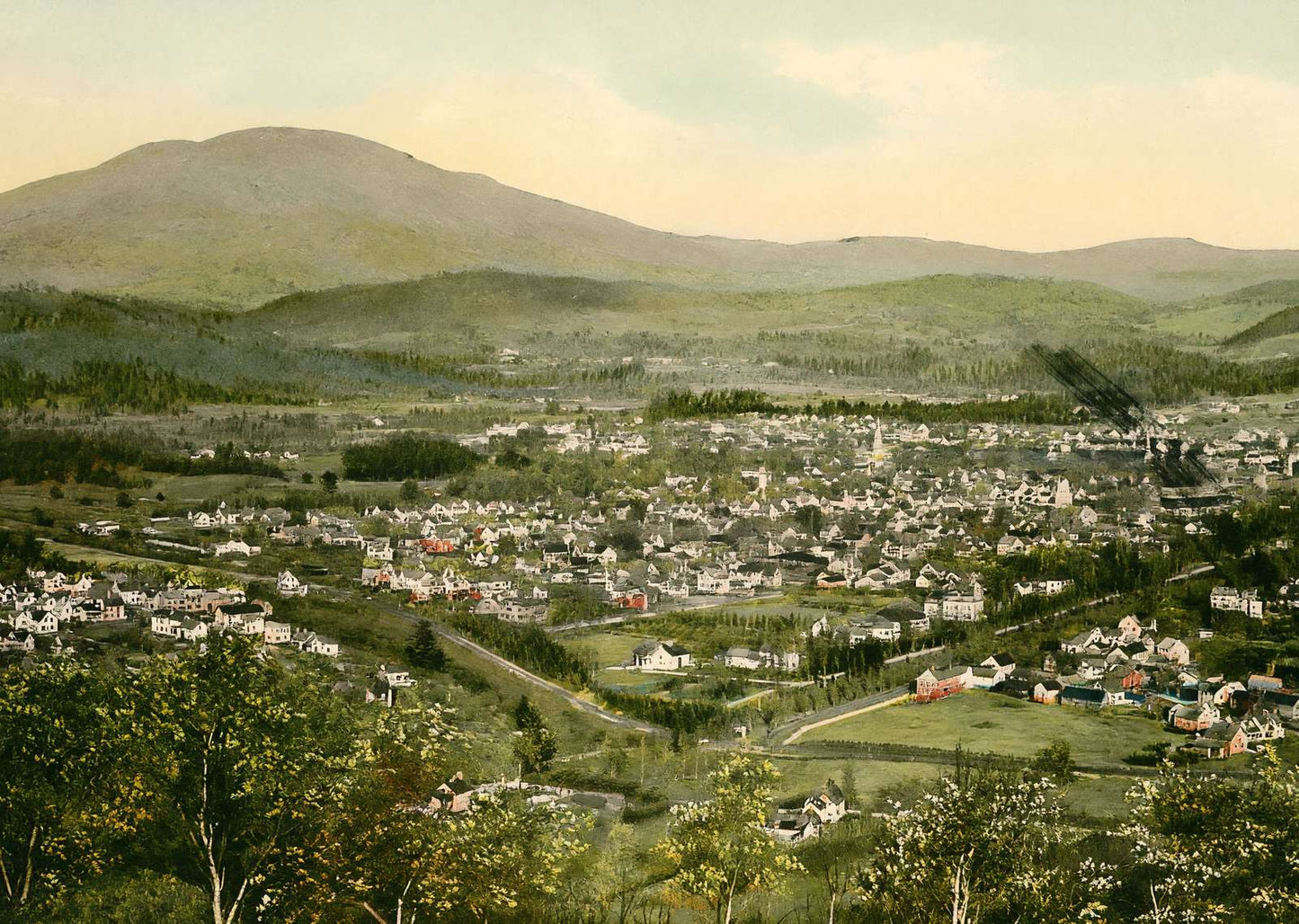 Bird's-Eye View Claremont NH in 1908 Vintage Print (7 Sizes) - Restored