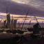 Boats in the Harbour at Evening 1828 by Friedrich Art Print (6 Sizes)