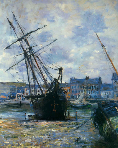Boats Lying at Low Tide at Facamp fine art print by Claude Monet (1881)