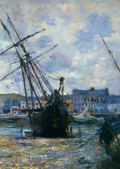 Boats Lying at Low Tide at Facamp Fine Art Print 1881 by Claude Monet (6 Sizes)