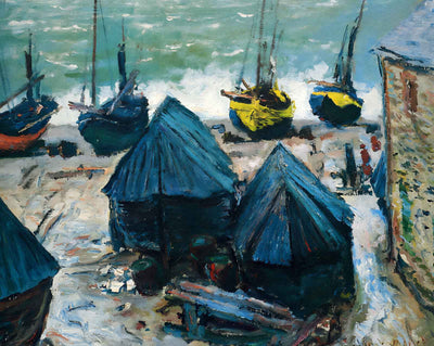 Boats on the Beach at Etretat (1885) art print by Claude Monet (1885)