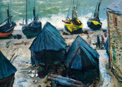 Boats on the Beach at Etretat (1885) by Claude Monet Art Print (6 Sizes)