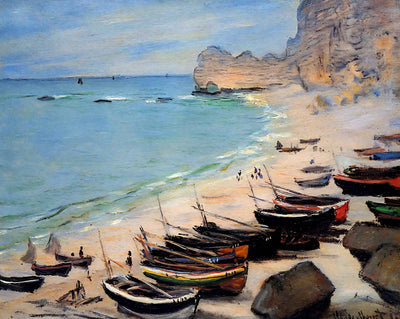 Boats on the Beach at Etretat (1883) fine art print by Claude Monet (1883)