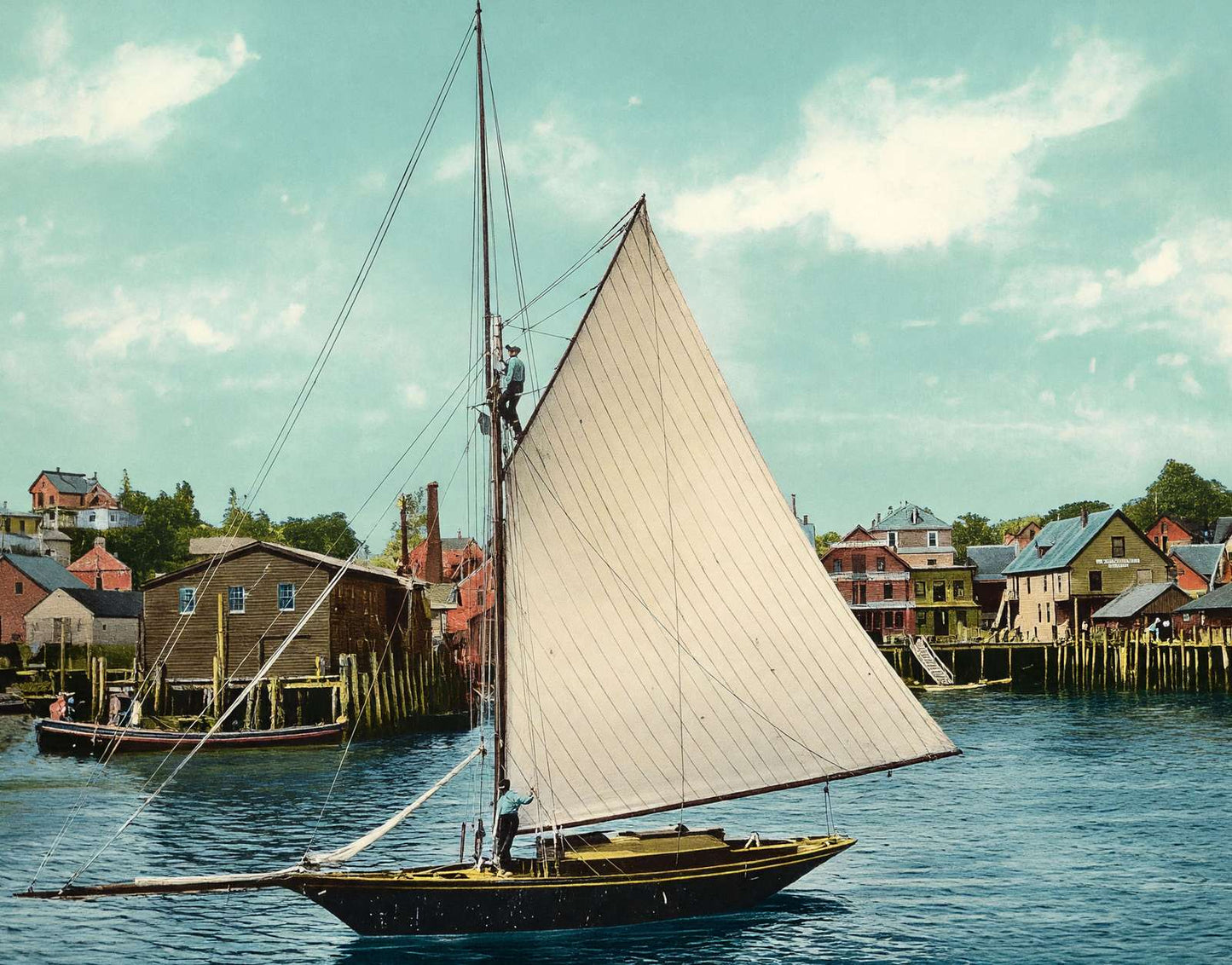 Boothbay Harbor Maine in 1908 Vintage Print (7 Sizes) - Enhanced