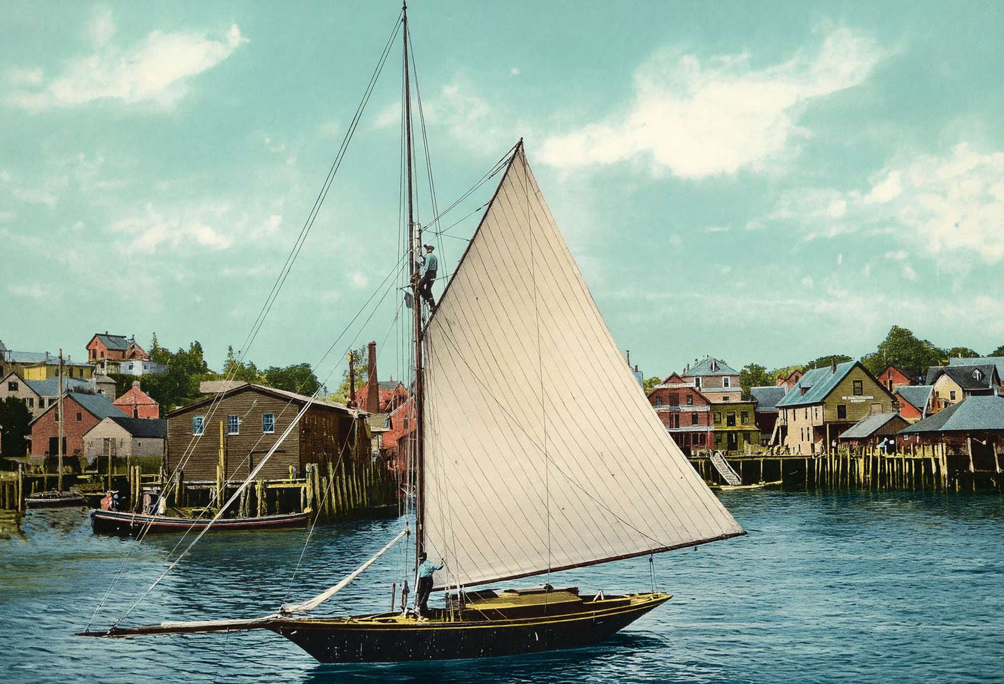 Boothbay Harbor Maine in 1908 Vintage Print (7 Sizes) - Enhanced