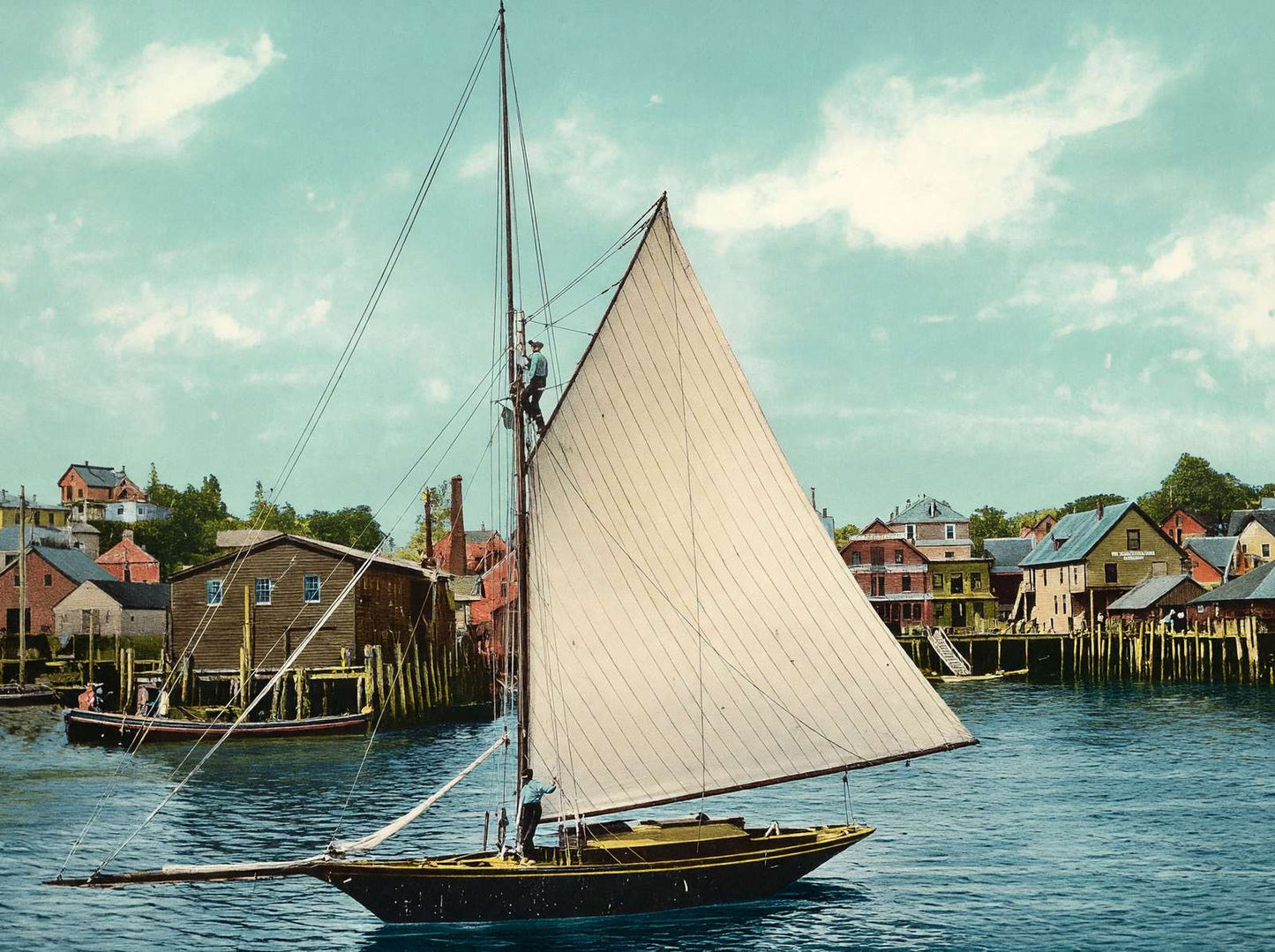 Boothbay Harbor Maine in 1908 Vintage Print (7 Sizes) - Enhanced