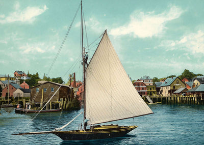 Boothbay Harbor Maine in 1908 Vintage Print (7 Sizes) - Enhanced