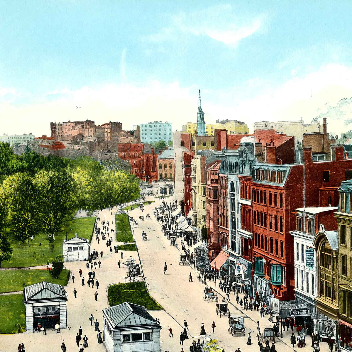 Tremont Street, Boston, Massachusetts in 1907 Vintage Print (7 Sizes)