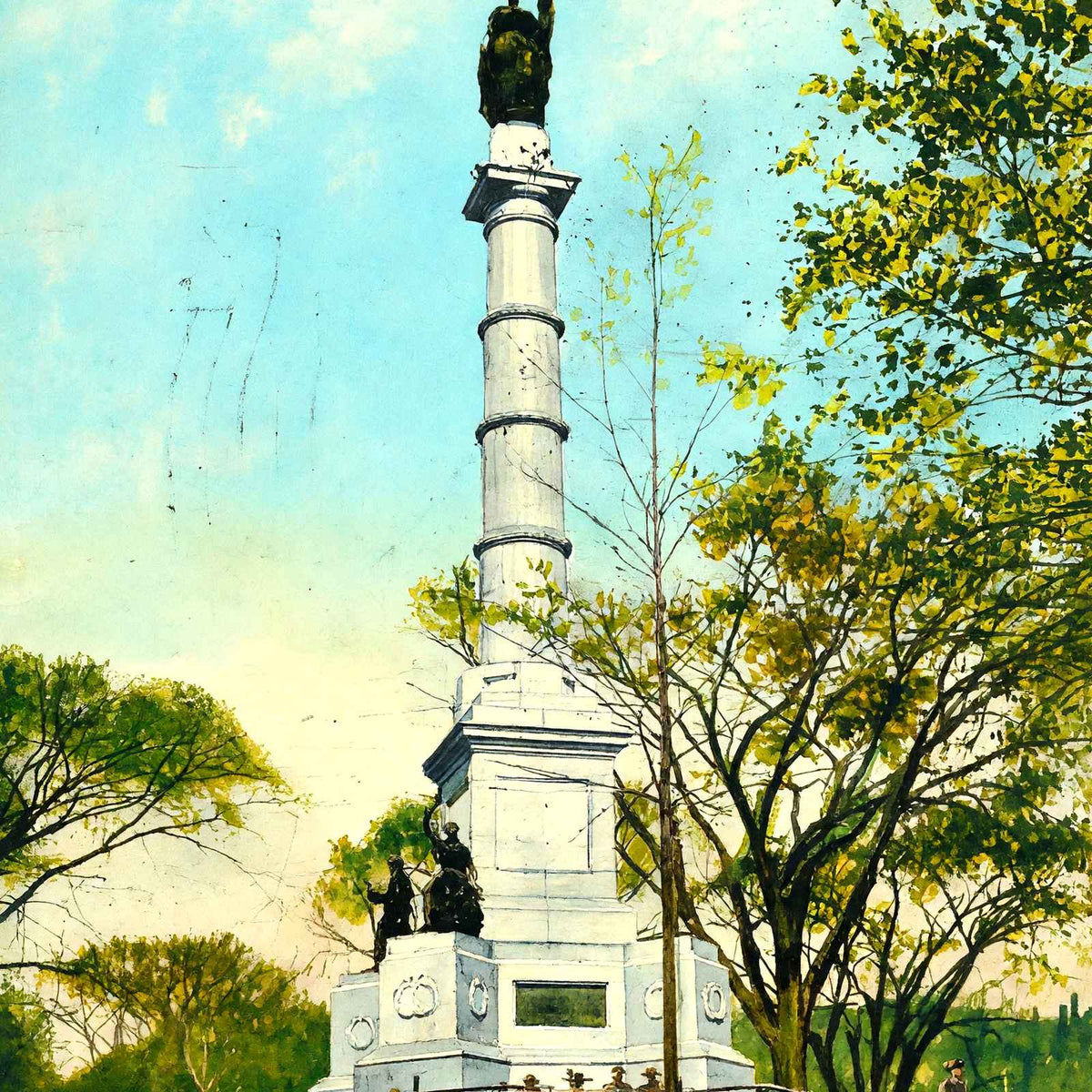 Soldiers and Sailors Monument on Common, Boston, MA in 1907 Art Print (7 Sizes)