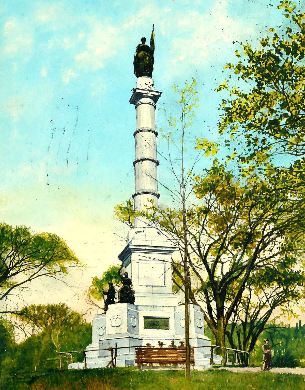 Soldiers and Sailors Monument on Common, Boston, MA in 1907 Art Print (7 Sizes)
