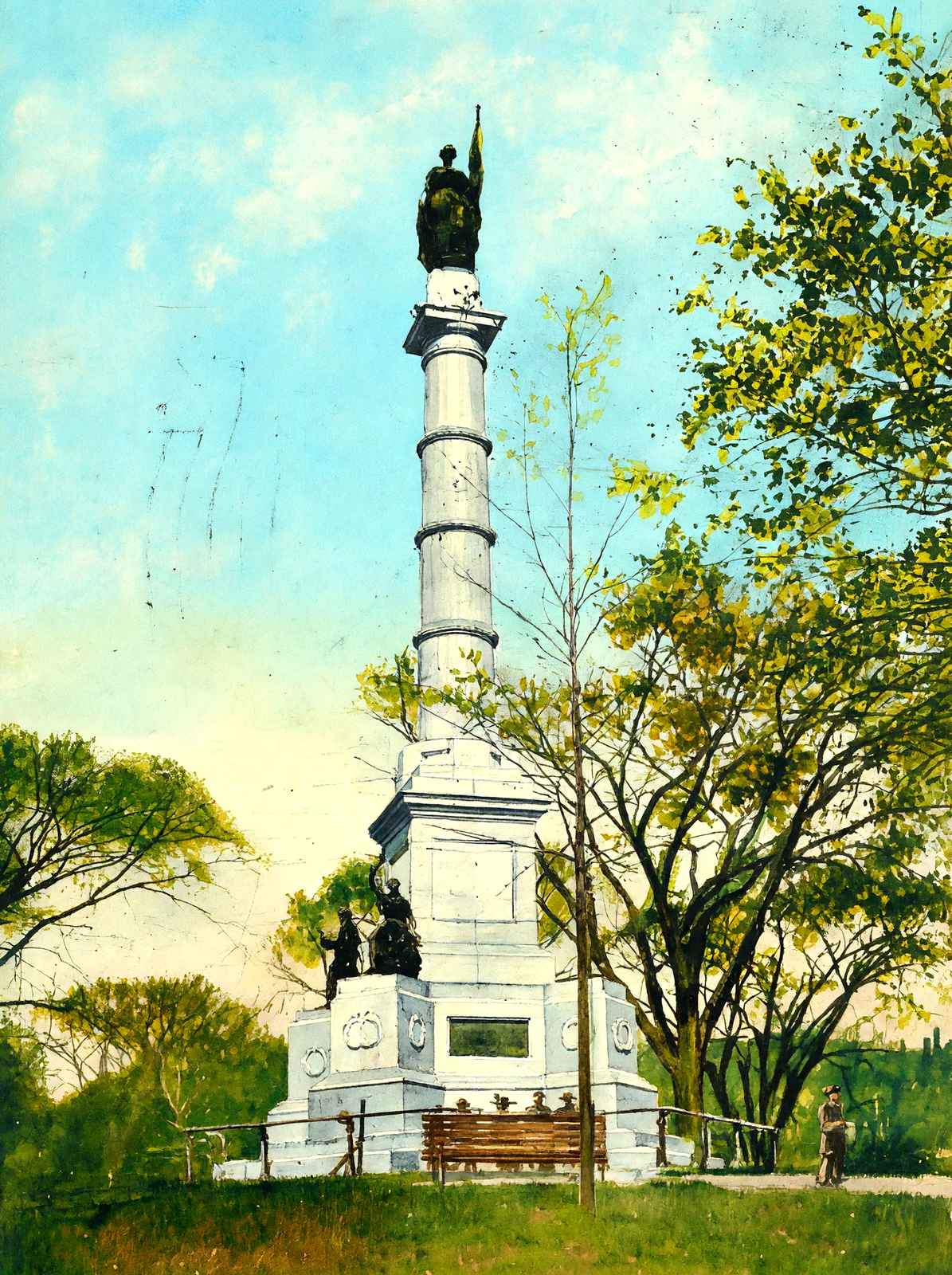 Soldiers and Sailors Monument on Common, Boston, MA in 1907 Art Print (7 Sizes)