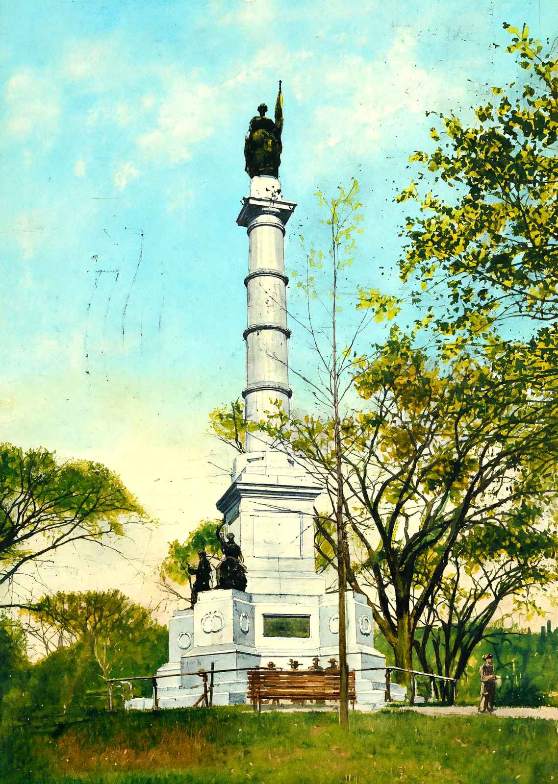 Soldiers and Sailors Monument on Common, Boston, MA in 1907 Art Print (7 Sizes)