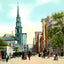 Tremont St Showing Park St Church, Boston, MA in 1907 Vintage Print (7 Sizes)