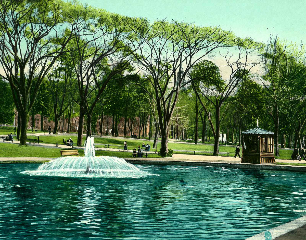 Frog Pond Boston Common, Massachusetts in 1907 Vintage Print (7 Sizes)