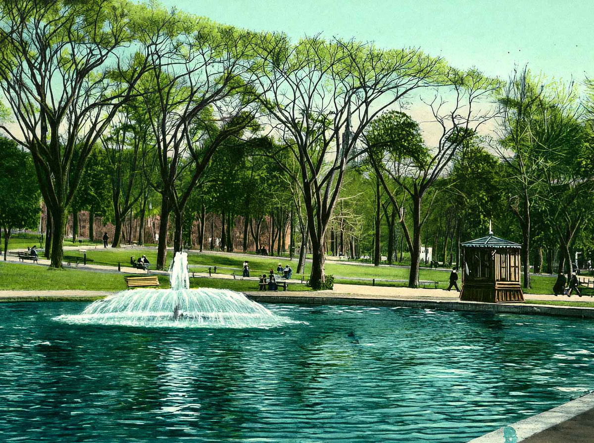 Frog Pond Boston Common, Massachusetts in 1907 Vintage Print (7 Sizes)
