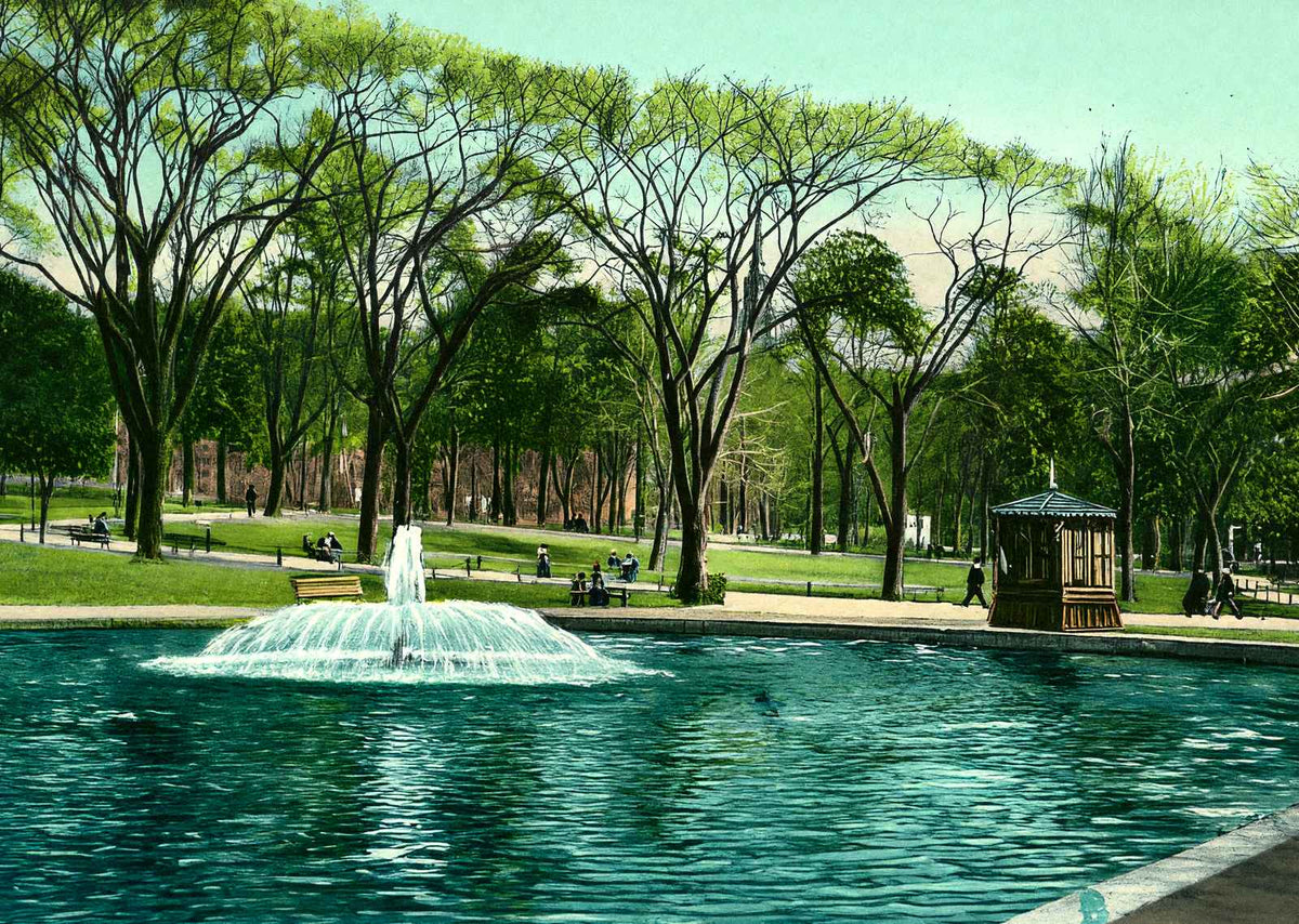 Frog Pond Boston Common, Massachusetts in 1907 Vintage Print (7 Sizes)