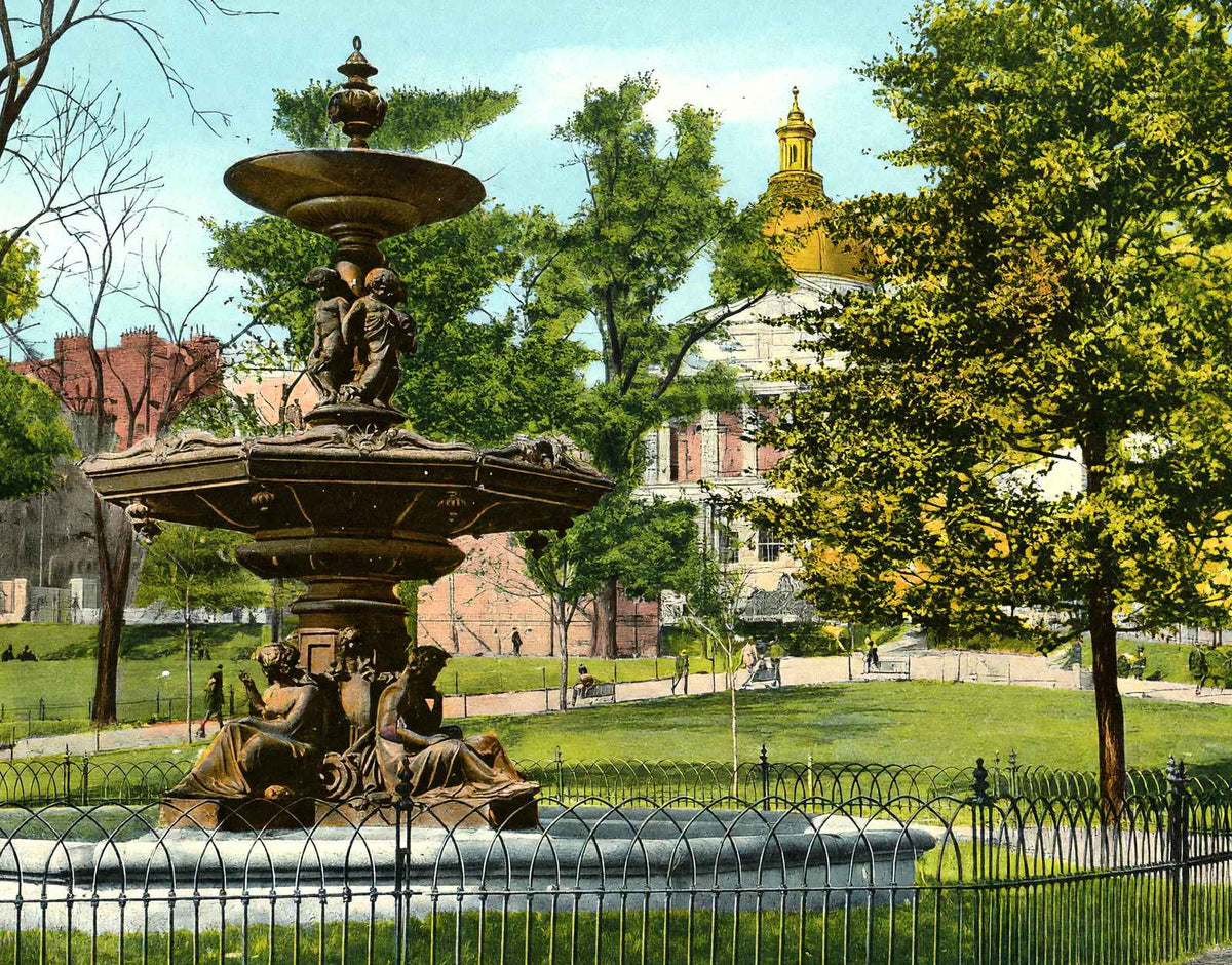 Brewer Fountain, Boston, Massachusetts in 1907 Vintage Print (7 Sizes)