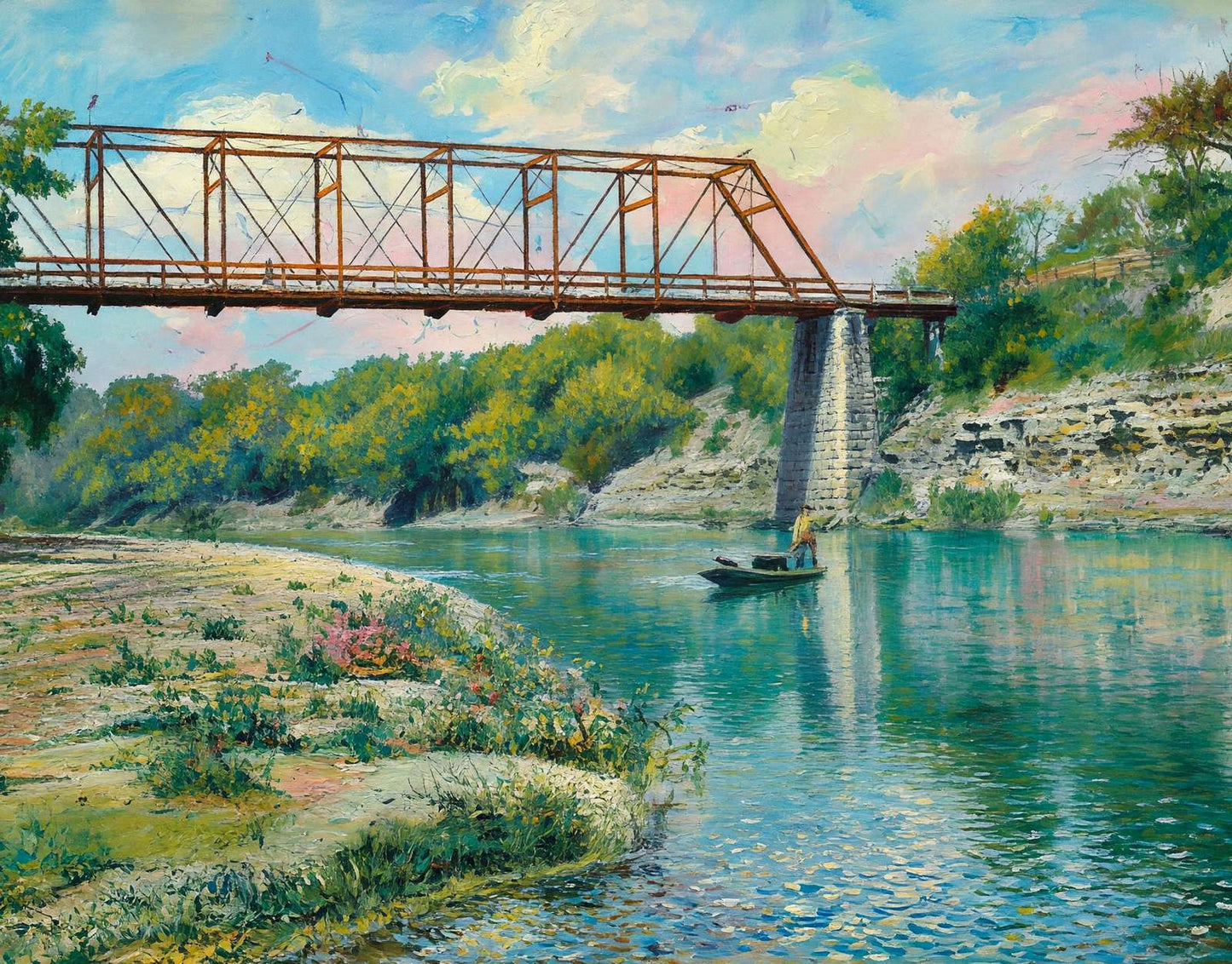 Bosque Bridge Waco in 1905 Art Print (7 Sizes) - Premium Print