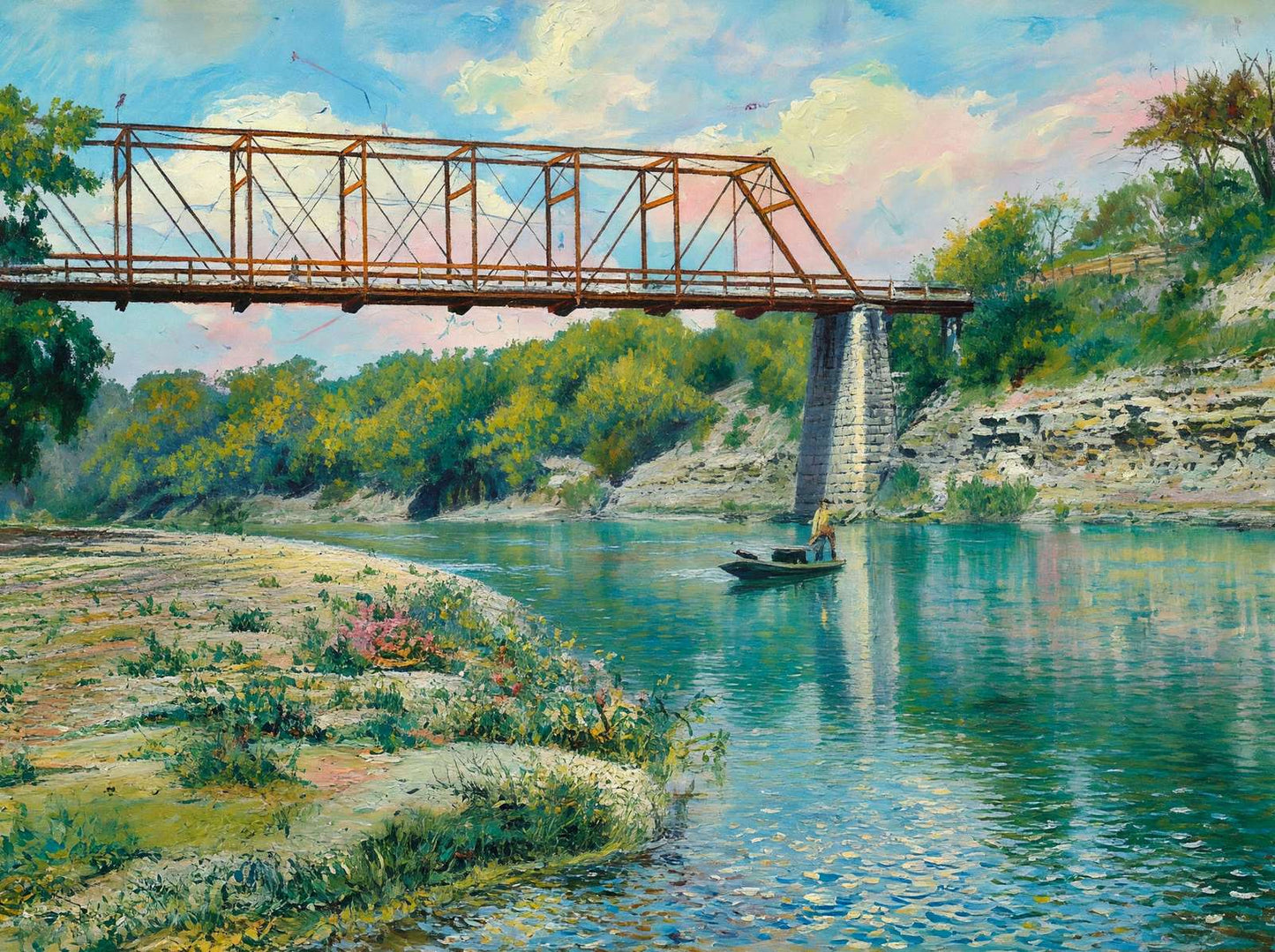 Bosque Bridge Waco in 1905 Art Print (7 Sizes) - Premium Print