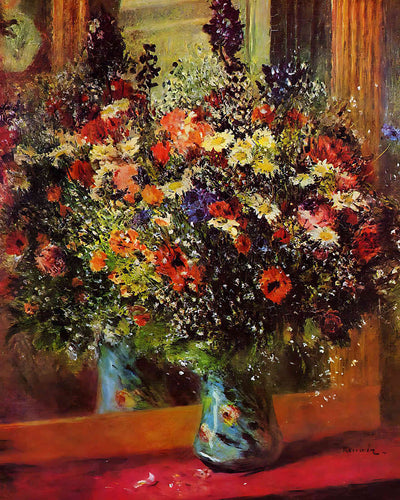 Bouquet in Front of a Mirror Painting by Pierre-Auguste Renoir 8x10" Art Print