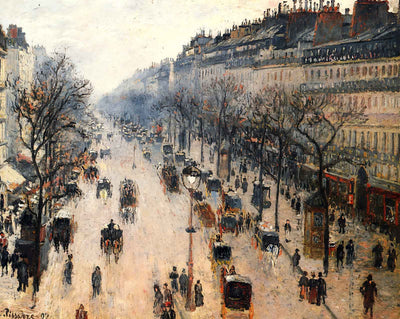 Boulevard Montmartre Winter Morning art print by Camille Pissarro (1897)