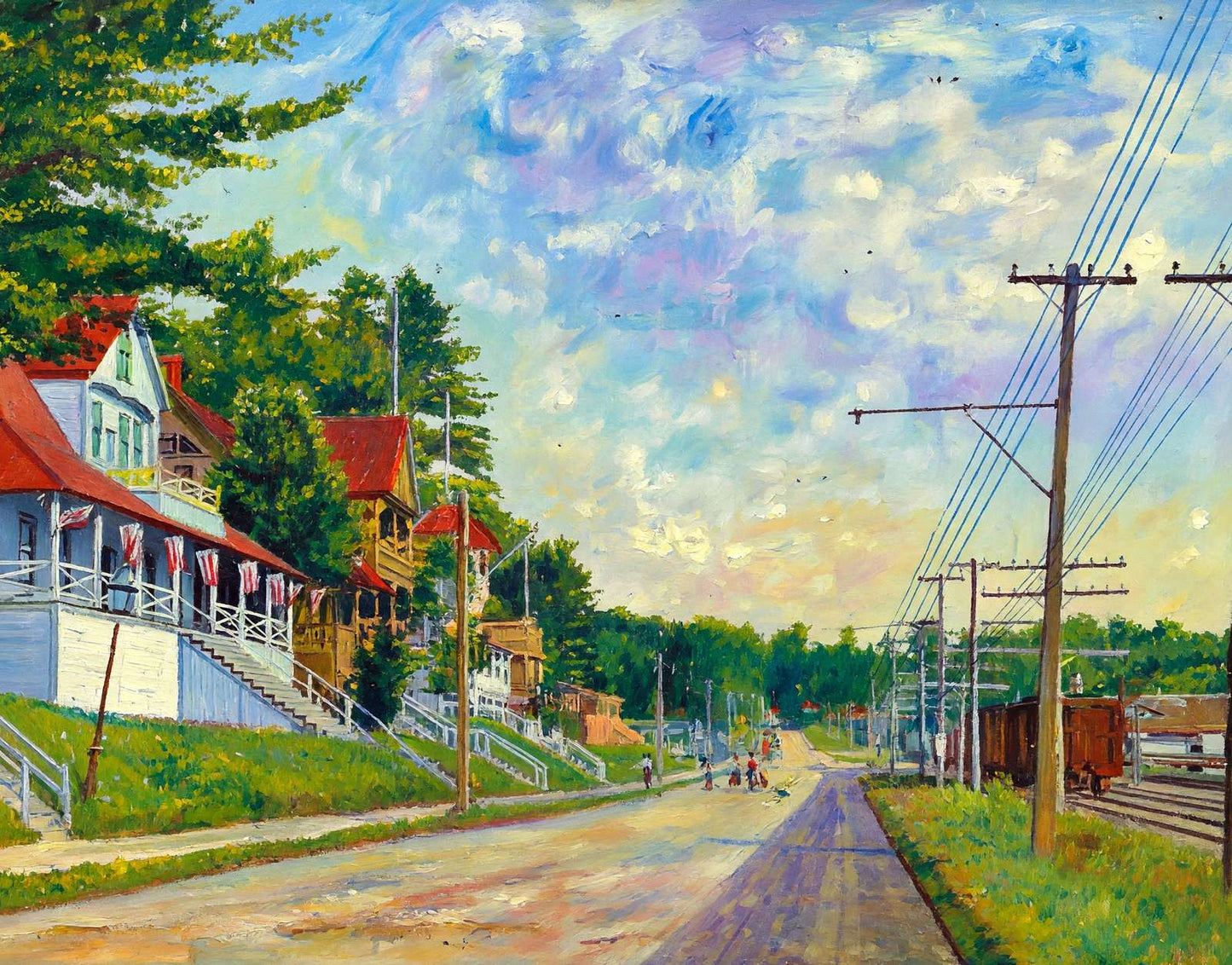 The Boulevard the Weirs NH in 1908 Art Print (7 Sizes) - Reproduction