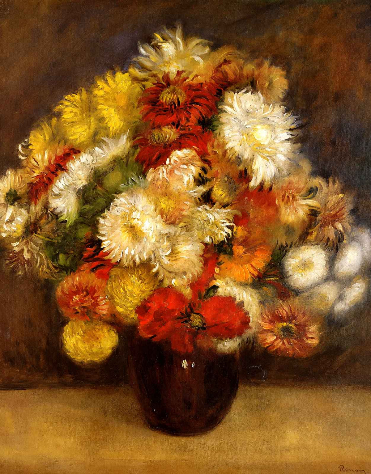 Bouquet of Chrysanthemums 1881 by Pierre-Auguste Renoir Art Print (6 Sizes)