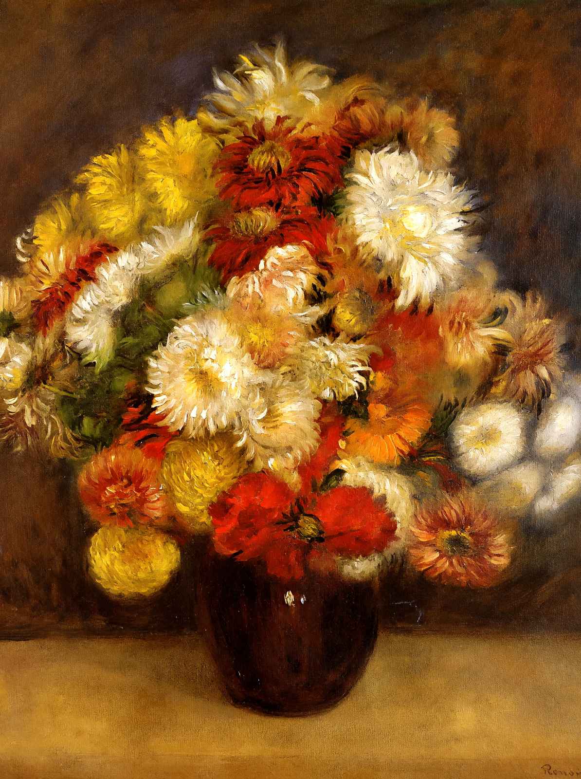 Bouquet of Chrysanthemums 1881 by Pierre-Auguste Renoir Art Print (6 Sizes)