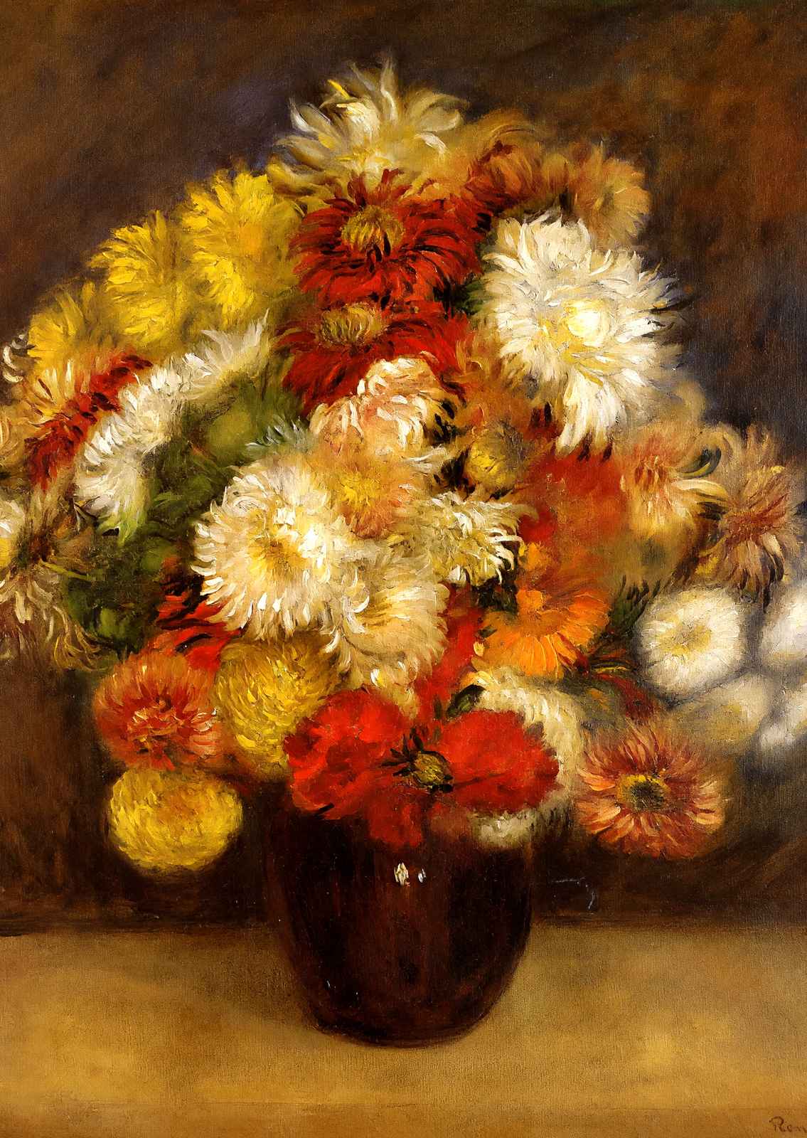 Bouquet of Chrysanthemums 1881 by Pierre-Auguste Renoir Art Print (6 Sizes)