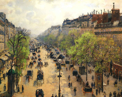 Boulevard Montmartre Spring art print by Camille Pissarro (1897)