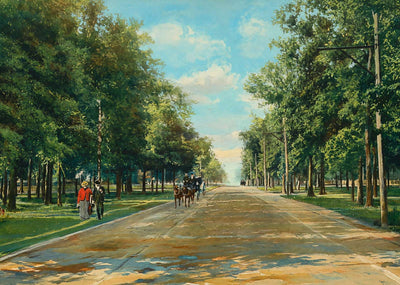 The Boulevard Houston Heights in 1907 Art Print (7 Sizes) - Reproduction
