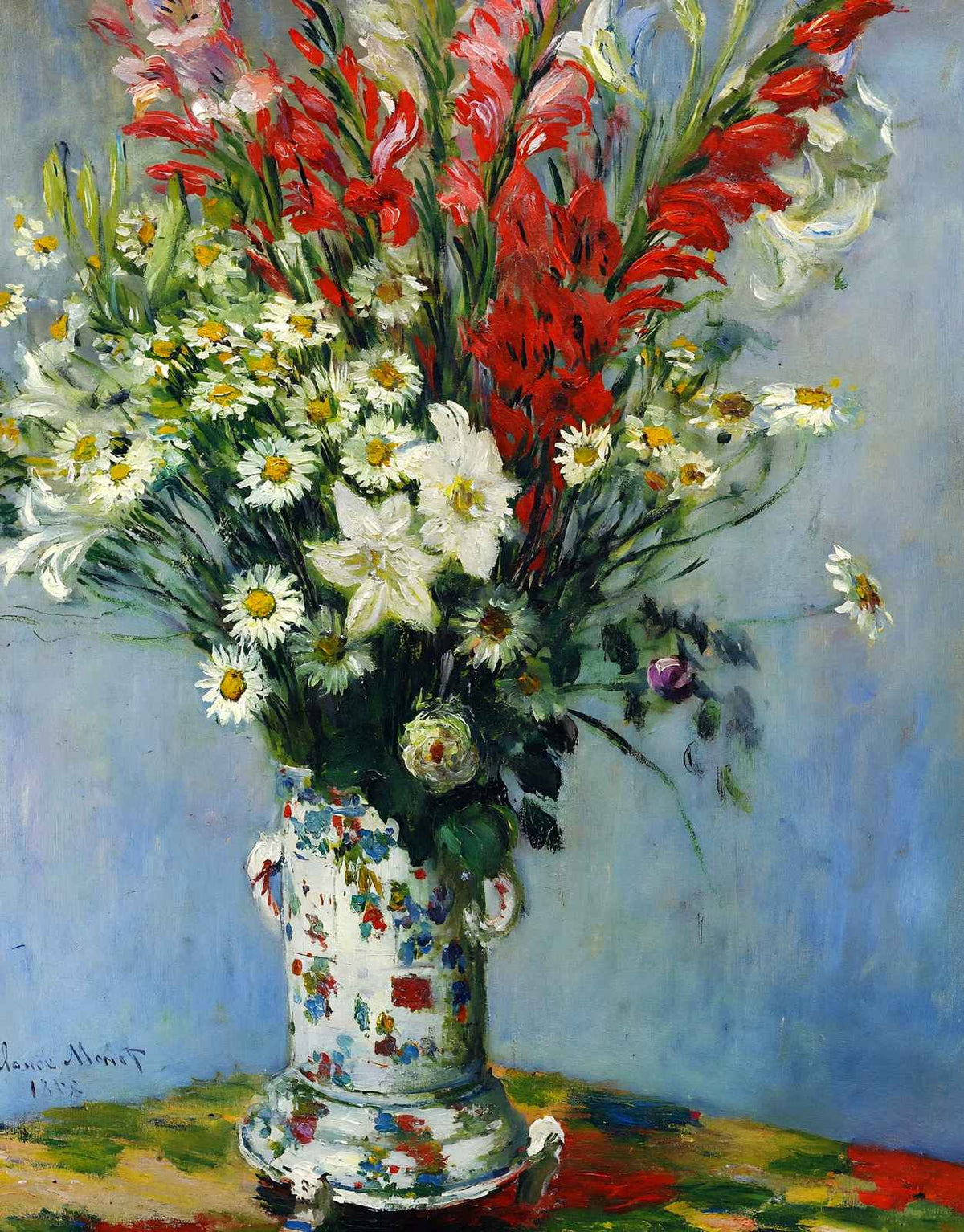 Bouquet of Gadiolas, Lilies and Dasies Art Print 1878 by Claude Monet (6 Sizes)