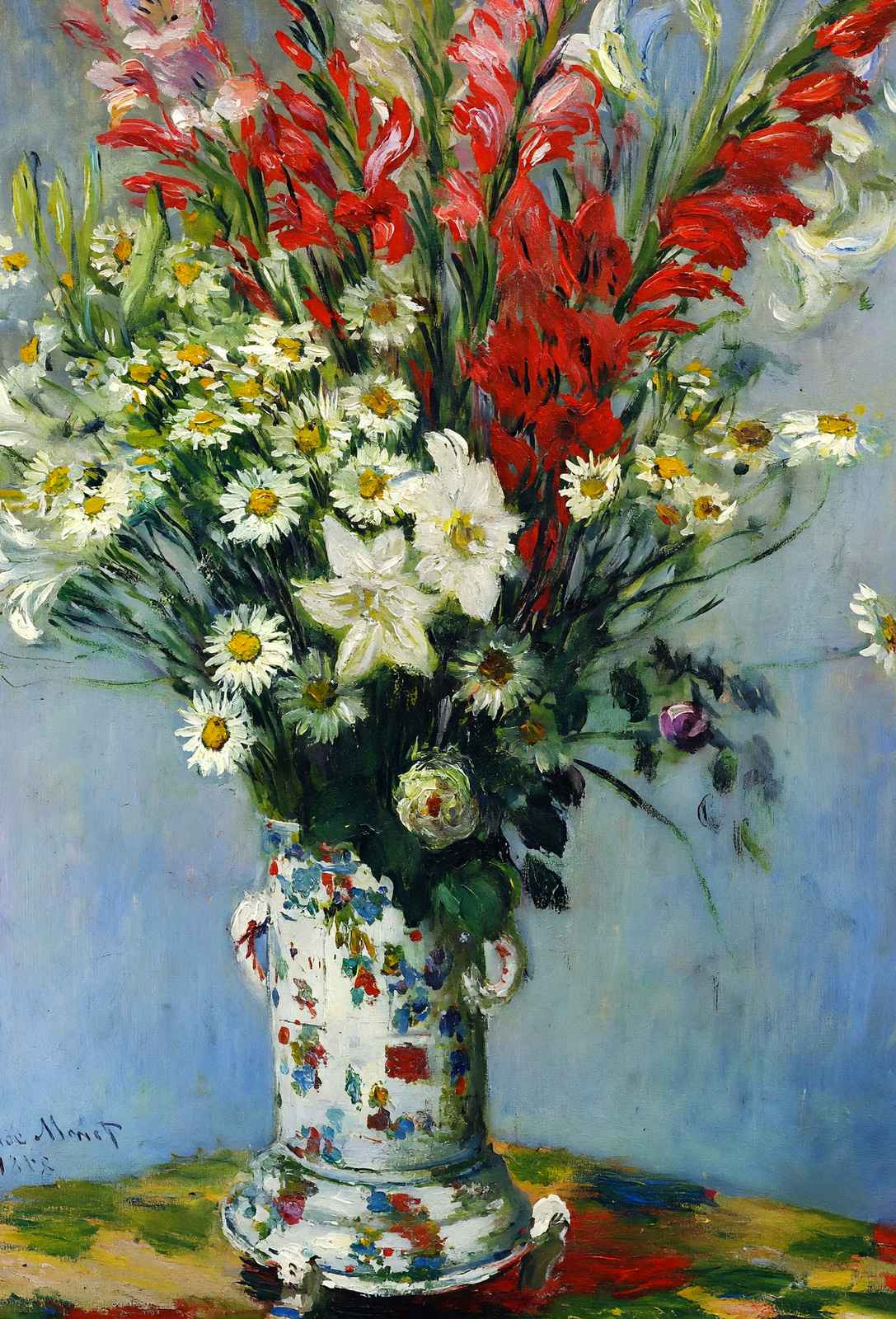 Bouquet of Gadiolas, Lilies and Dasies Art Print 1878 by Claude Monet (6 Sizes)