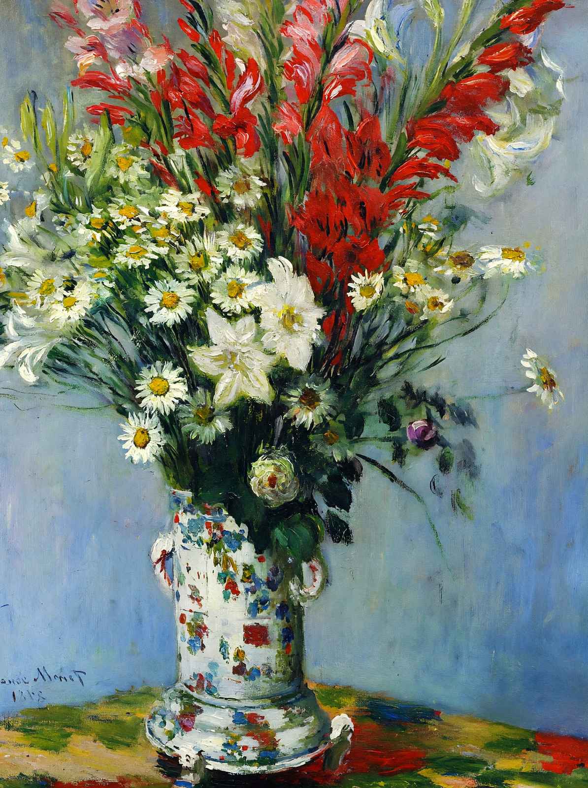 Bouquet of Gadiolas, Lilies and Dasies Art Print 1878 by Claude Monet (6 Sizes)
