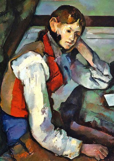 Boy in a Red Vest Art Print 1889 Painting by Paul Cezanne (6 Sizes) - Enhanced