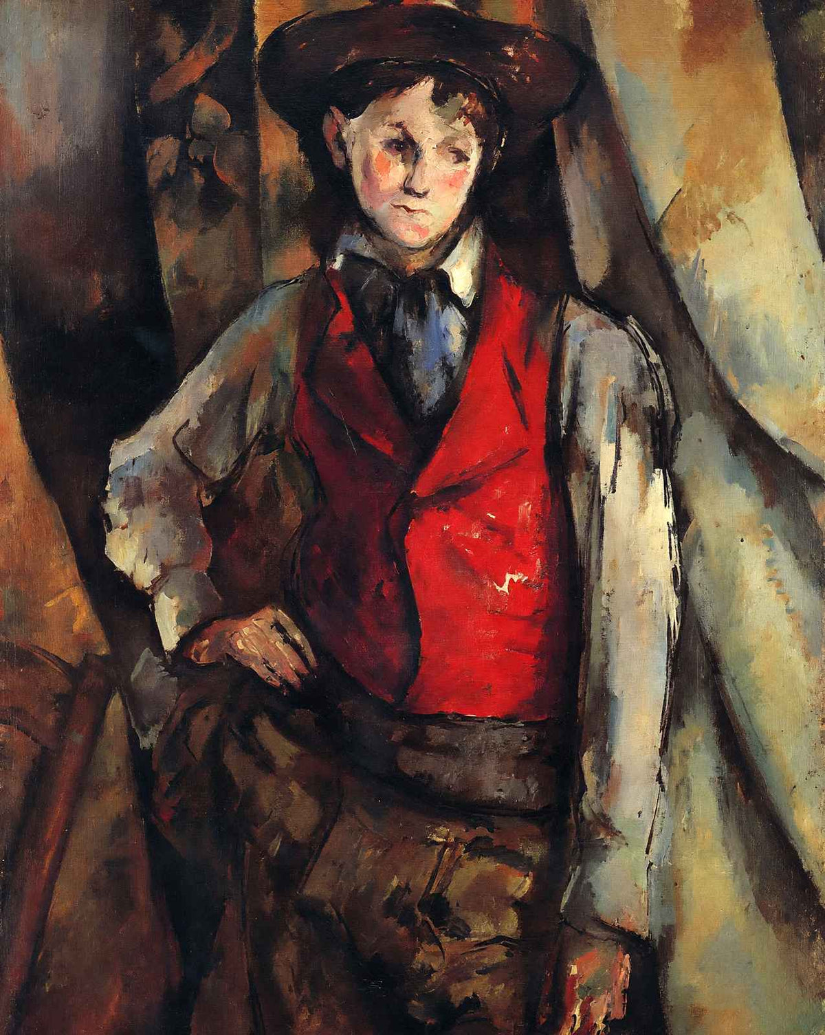 Boy in a Red Vest (1888) painting print by Paul Cezanne (1888)