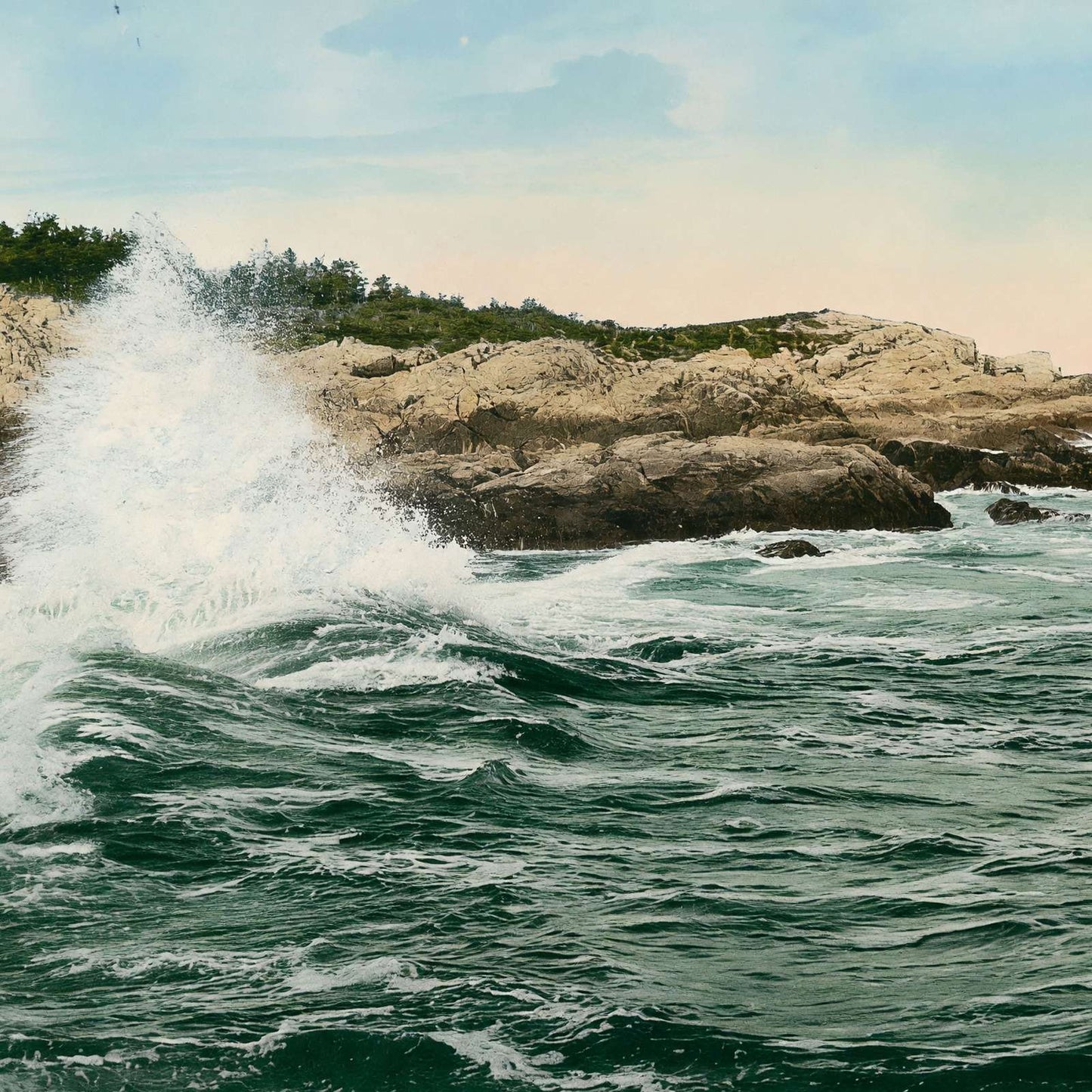 Breaking Surf on the Maine Coast in 1908 Vintage Print (7 Sizes) - Acid Free