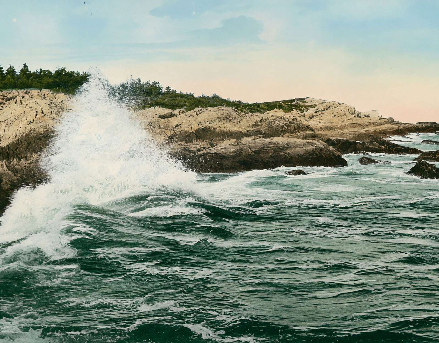 Breaking Surf on the Maine Coast in 1908 Vintage Print (7 Sizes) - Acid Free