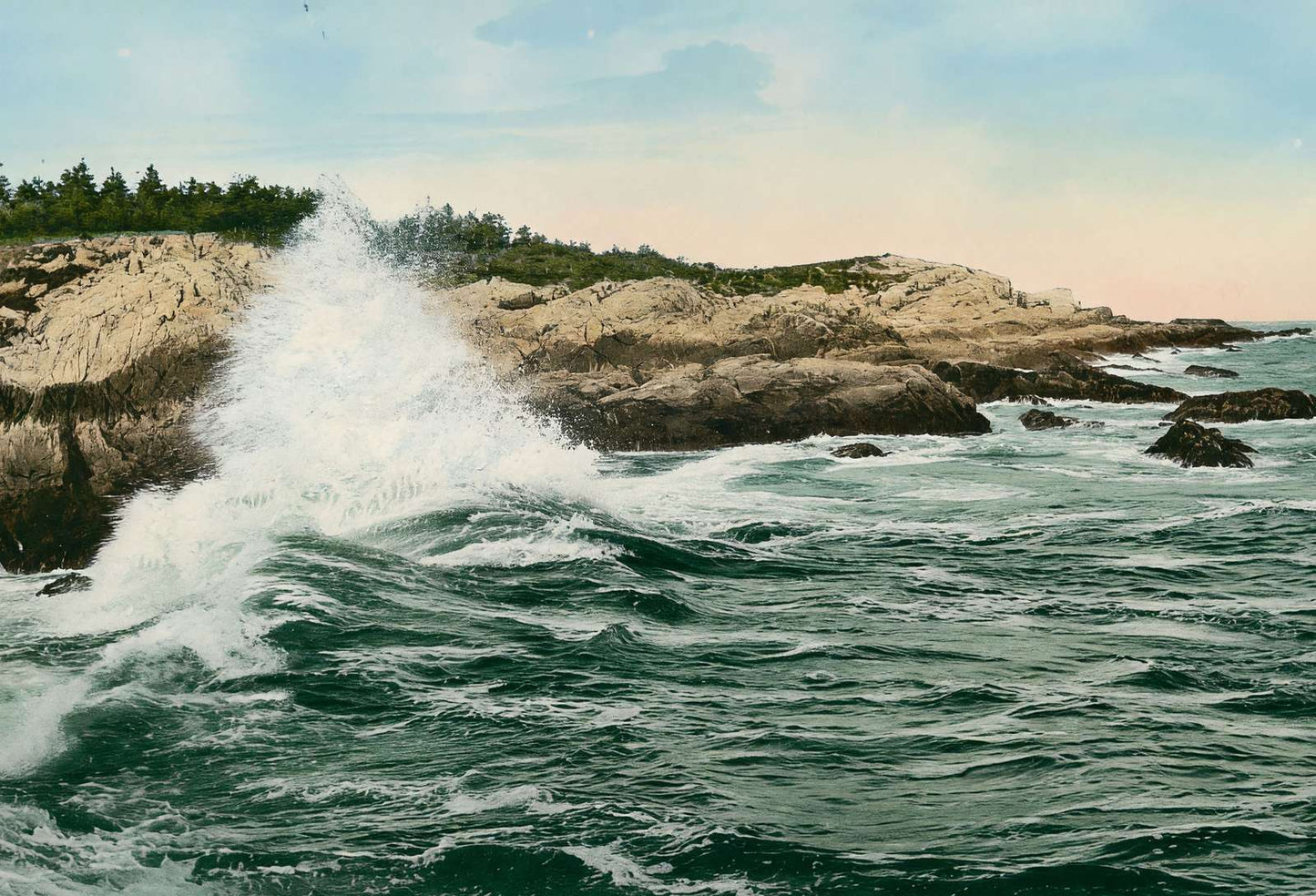 Breaking Surf on the Maine Coast in 1908 Vintage Print (7 Sizes) - Acid Free
