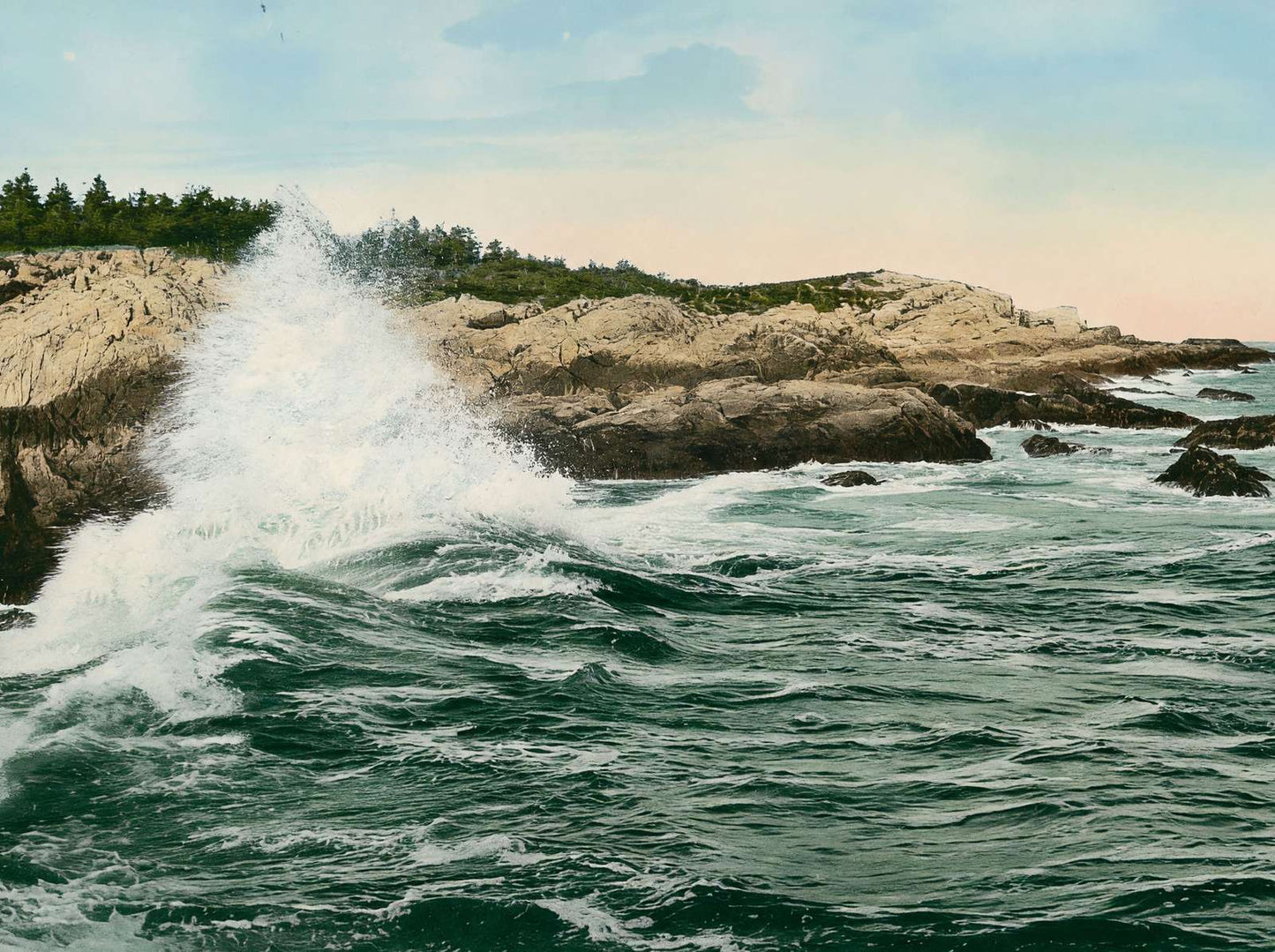 Breaking Surf on the Maine Coast in 1908 Vintage Print (7 Sizes) - Acid Free
