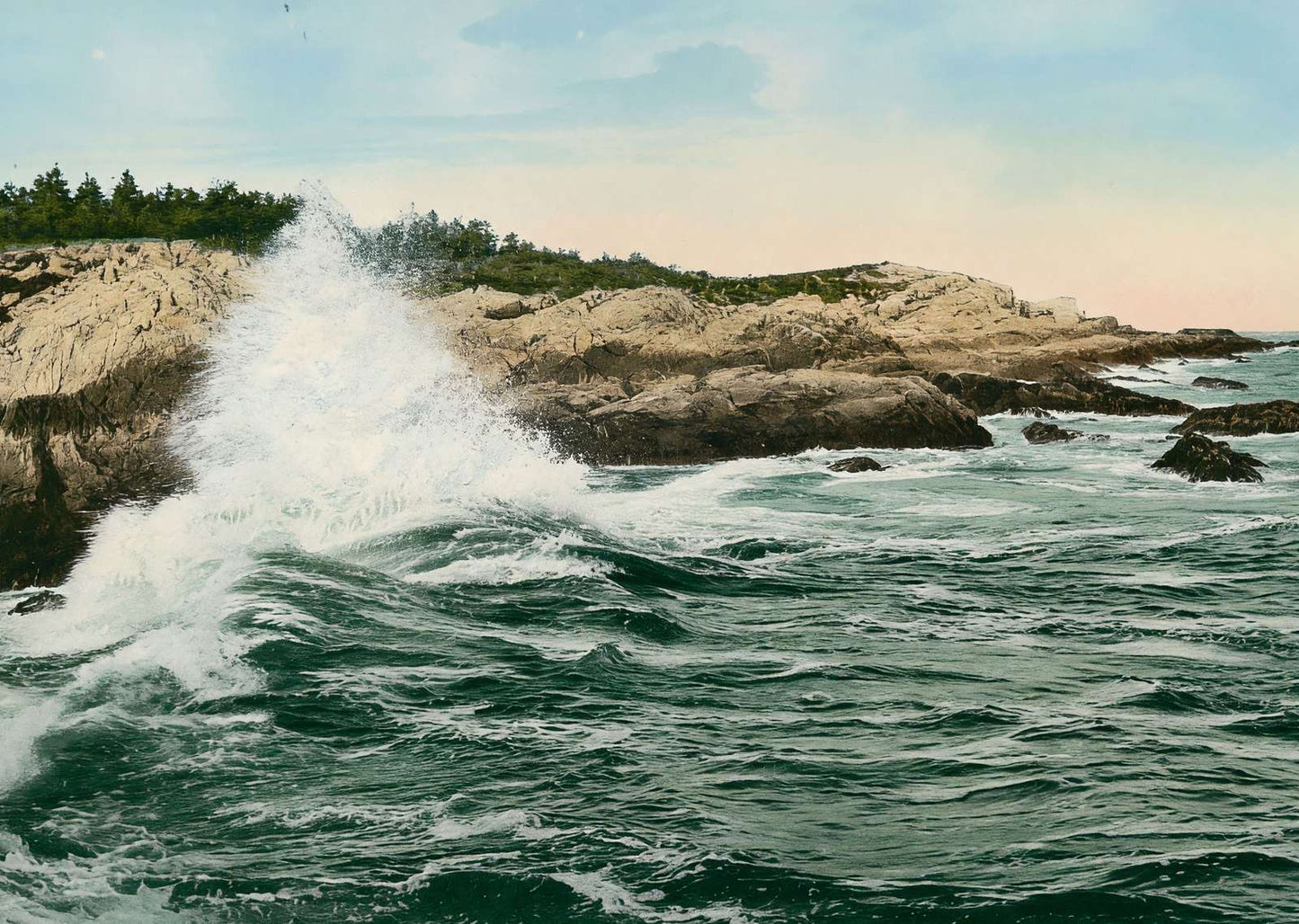 Breaking Surf on the Maine Coast in 1908 Vintage Print (7 Sizes) - Acid Free