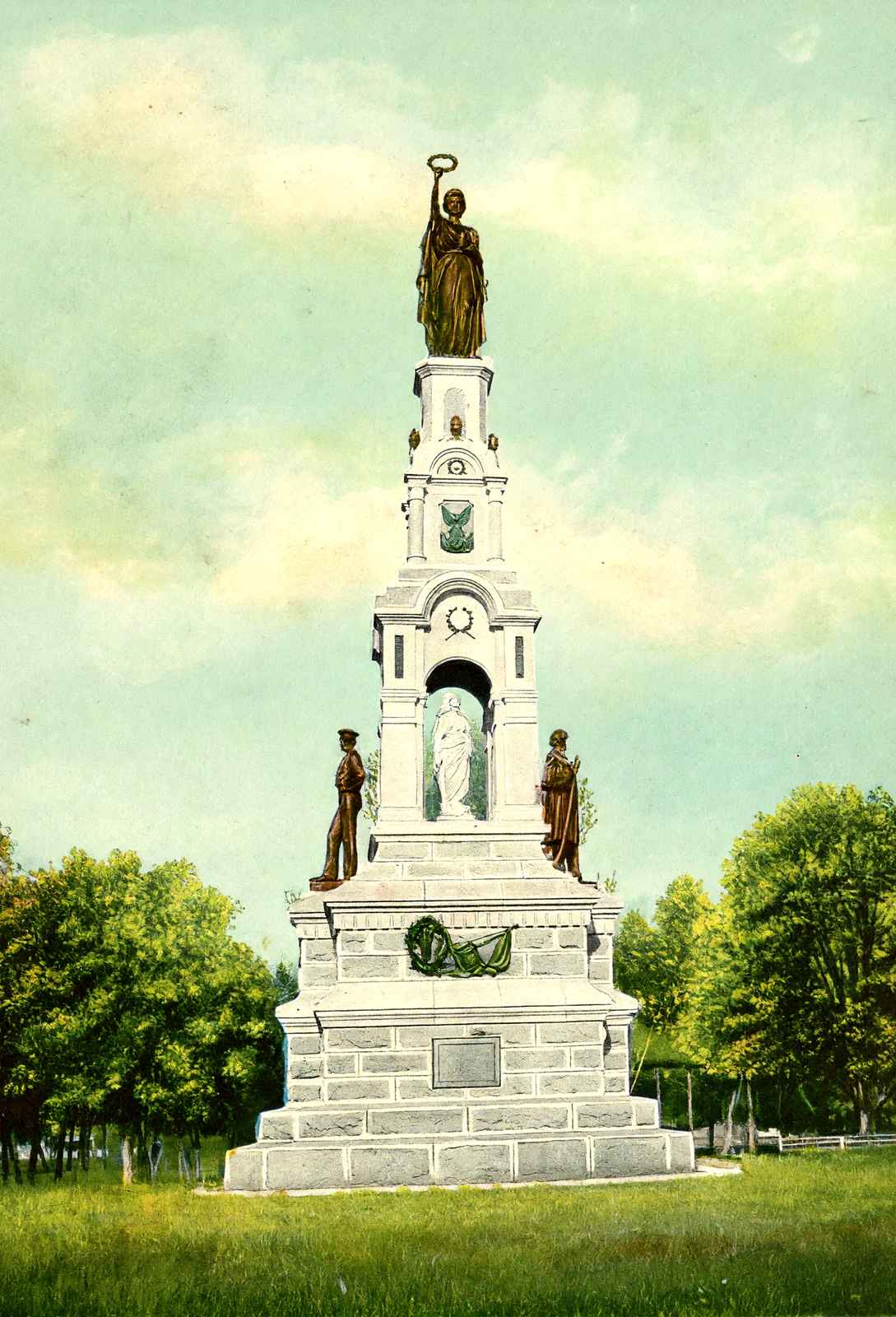 Soldiers and Sailors Monument Seaside Park Bridgeport in 1907 Vintage Print