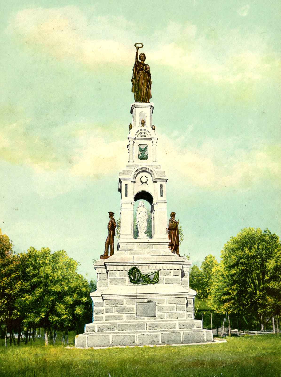 Soldiers and Sailors Monument Seaside Park Bridgeport in 1907 Vintage Print